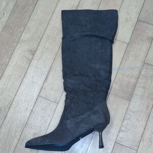 Women's Knee-High Suede Pointed-Toe Boot in Brown